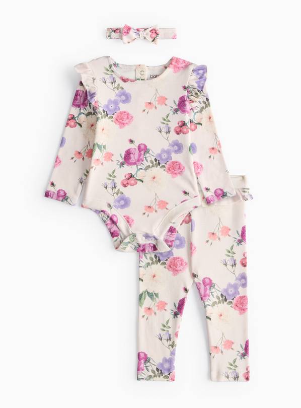 Floral Print Body, Leggings & Headband Set 12-18 months